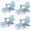 imageVINGLI Folding Adirondack Chair Set of 4 with Ottoman Waterproof Plastic HDPE Firepit Chair for Outside with Hidden Footrests Foldable Ergonomics Seating for Patio Porch Yard GardenTeakBlue