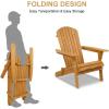 imageVINGLI Folding Wooden Adirondack Chair and Table Set Lounger 350 LBs Support Fire Pit Seating Natural Finished Weather Resistant Indoor Outdoor Furniture