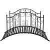 imageVINGLI Garden Bridge Metal Yard Arch Path Bridge with Patterned Guardrails Ourdoor Decorative Black Iron Foot Bridge for Pond and Backyard Landscaping4FT
