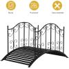 imageVINGLI Garden Bridge Metal Yard Arch Path Bridge with Patterned Guardrails Ourdoor Decorative Black Iron Foot Bridge for Pond and Backyard Landscaping4FT