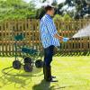 imageVINGLI Garden Hose Reel Cart 4Wheel Portable Residential Hose Reel Cart Hose Guide System with Storage Basket Rust Resistant for Family Yard Garden and Farm GreenGreen