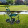 imageVINGLI Garden Hose Reel Cart 4Wheel Portable Residential Hose Reel Cart Hose Guide System with Storage Basket Rust Resistant for Family Yard Garden and Farm GreenGreen