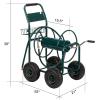 imageVINGLI Garden Hose Reel Cart 4Wheel Portable Residential Hose Reel Cart Hose Guide System with Storage Basket Rust Resistant for Family Yard Garden and Farm GreenGreen