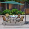 imageVINGLI Glass Patio Table with Umbrella Hole 32quot Square Outdoor Dining Table Steel Tempered Glass Patio Tables Outdoor Tables for Balcony Garden Deck32 Square