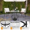 imageVINGLI Glass Patio Table with Umbrella Hole 32quot Square Outdoor Dining Table Steel Tempered Glass Patio Tables Outdoor Tables for Balcony Garden Deck32 Square