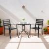 imageVINGLI Glass Patio Table with Umbrella Hole 32quot Square Outdoor Dining Table Steel Tempered Glass Patio Tables Outdoor Tables for Balcony Garden Deck24 Square