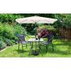 imageVINGLI Glass Patio Table with Umbrella Hole 32quot Square Outdoor Dining Table Steel Tempered Glass Patio Tables Outdoor Tables for Balcony Garden Deck32 Square