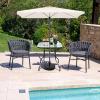 imageVINGLI Glass Patio Table with Umbrella Hole 32quot Square Outdoor Dining Table Steel Tempered Glass Patio Tables Outdoor Tables for Balcony Garden Deck32 Square