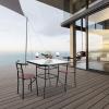 imageVINGLI Glass Patio Table with Umbrella Hole 32quot Square Outdoor Dining Table Steel Tempered Glass Patio Tables Outdoor Tables for Balcony Garden Deck32 Square