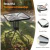 imageVINGLI Glass Patio Table with Umbrella Hole 32quot Square Outdoor Dining Table Steel Tempered Glass Patio Tables Outdoor Tables for Balcony Garden Deck24 Square