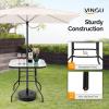 imageVINGLI Glass Patio Table with Umbrella Hole 32quot Square Outdoor Dining Table Steel Tempered Glass Patio Tables Outdoor Tables for Balcony Garden Deck32 Square