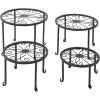 imageVINGLI Metal Plant Stand 4 in 1 Potted Irons Planter Holder Flower Pot Stand Black Baking Paint for Indoor and Outdoor Home Garden Patio Lawn