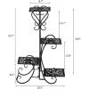 imageVINGLI Metal Plant Stand Flower Holder Racks 4 Tier Shelves Patio Stand Holder Outdoor Displaying Plants Flowers Black Pattern Style