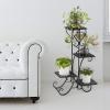 imageVINGLI Metal Plant Stand Flower Holder Racks 4 Tier Shelves Patio Stand Holder Outdoor Displaying Plants Flowers Black Pattern Style