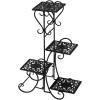 imageVINGLI Metal Plant Stand Flower Holder Racks 4 Tier Shelves Patio Stand Holder Outdoor Displaying Plants Flowers Black Pattern Style