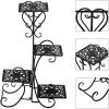 imageVINGLI Metal Plant Stand Flower Holder Racks 4 Tier Shelves Patio Stand Holder Outdoor Displaying Plants Flowers Black Pattern Style