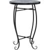 imageVINGLI Mosaic Outdoor Side Table 14quot Round End Table Accent Table Ceramic Tile Top Black IronBrown FlowerBlue Ocean