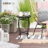 imageVINGLI Mosaic Outdoor Side Table 14quot Round End Table Accent Table Ceramic Tile Top Black IronBrown FlowerGreen Garden