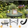 imageVINGLI Mosaic Outdoor Side Table 14quot Round End Table Accent Table Ceramic Tile Top Black IronBrown FlowerGreen Garden