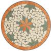 imageVINGLI Mosaic Outdoor Side Table 14quot Round End Table Accent Table Ceramic Tile Top Black IronBrown FlowerOrange