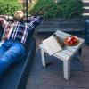 imageVINGLI Outdoor Adirondack Side Table WNatural Finished 18quot Square Thick Wooden Coffee Table Top Stable Large Weight Capacity Conversation End Table for Patio Backyard Garden Poolside and BalconyGrey