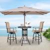 imageVINGLI Outdoor Bar Table Cast Aluminum Bar Height Patio Table with Umbrella Hole Patio Dining Table Tall Bistro Table Outdoor Furniture for Garden Porch Yard and Balcony 32quot Dia x 41 H BronzeBlack