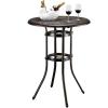 imageVINGLI Outdoor Bar Table Cast Aluminum Bar Height Patio Table with Umbrella Hole Patio Dining Table Tall Bistro Table Outdoor Furniture for Garden Porch Yard and Balcony 32quot Dia x 41 H BronzeBronze