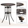 imageVINGLI Outdoor Bar Table Cast Aluminum Bar Height Patio Table with Umbrella Hole Patio Dining Table Tall Bistro Table Outdoor Furniture for Garden Porch Yard and Balcony 32quot Dia x 41 H BronzeBronze