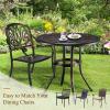 imageVINGLI Outdoor Bar Table Cast Aluminum Bar Height Patio Table with Umbrella Hole Patio Dining Table Tall Bistro Table Outdoor Furniture for Garden Porch Yard and Balcony 32quot Dia x 41 H BronzeBronze