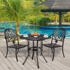 imageVINGLI Outdoor Bar Table Cast Aluminum Bar Height Patio Table with Umbrella Hole Patio Dining Table Tall Bistro Table Outdoor Furniture for Garden Porch Yard and Balcony 32quot Dia x 41 H BronzeBronze