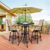 imageVINGLI Outdoor Bar Table Cast Aluminum Bar Height Patio Table with Umbrella Hole Patio Dining Table Tall Bistro Table Outdoor Furniture for Garden Porch Yard and Balcony 32quot Dia x 41 H BronzeBronze