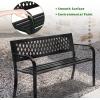 imageVINGLI Outdoor Bench Porch Bench Patio Metal Garden Bench wPVC Back Steel Black Outdoor Bench Park Bench for Yard Lawn Decor Deck Entryway