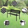 imageVINGLI Outdoor Bench Porch Bench Patio Metal Garden Bench wPVC Back Steel Black Outdoor Bench Park Bench for Yard Lawn Decor Deck Entryway