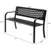 imageVINGLI Outdoor Bench Porch Bench Patio Metal Garden Bench wPVC Back Steel Black Outdoor Bench Park Bench for Yard Lawn Decor Deck Entryway