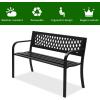 imageVINGLI Outdoor Bench Porch Bench Patio Metal Garden Bench wPVC Back Steel Black Outdoor Bench Park Bench for Yard Lawn Decor Deck Entryway