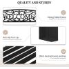 imageVINGLI Outdoor Bench with PVC Back Pattern Metal Garden Bench Black Steel Welcome Bench for Patio Porch Deck Yard Lawn Decor Entryway