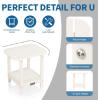 imageVINGLI Outdoor Side Table with 2 Layer Storage Plastic Waterproof and UV Resistant HDPE Adirondack Coffee End Tables All Weather for Patio Backyard Pool Indoor Use BlueWhite