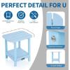 imageVINGLI Outdoor Side Table with 2 Layer Storage Plastic Waterproof and UV Resistant HDPE Adirondack Coffee End Tables All Weather for Patio Backyard Pool Indoor Use BlueBlue