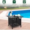 imageVINGLI Outdoor Side Table with Umbrella Hole 157quot Umbrella Stand Table Metal Patio Side Table Coffee Table End Table for Garden Pool Deck