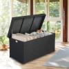 imageVINGLI Outdoor Wicker Storage Box 132 Gallon Patio Rattan Deck Box Wicker Storage Bench for Indoor Outdoor Pool Balcony Yard Garden  Dark BrownBlack