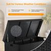 imageVINGLI Outdoor Wicker Storage Box 132 Gallon Patio Rattan Deck Box Wicker Storage Bench for Indoor Outdoor Pool Balcony Yard Garden  Dark BrownBlack
