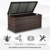 imageVINGLI Outdoor Wicker Storage Box 132 Gallon Patio Rattan Deck Box Wicker Storage Bench for Indoor Outdoor Pool Balcony Yard Garden  Dark BrownDark Brown