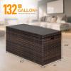 imageVINGLI Outdoor Wicker Storage Box 132 Gallon Patio Rattan Deck Box Wicker Storage Bench for Indoor Outdoor Pool Balcony Yard Garden  Dark BrownDark Brown