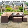 imageVINGLI Patio Furniture Set 8 Pieces Outdoor Furniture with Dining TableampampChair All Weather Wicker Outdoor Sectional Sofa with Ottoman