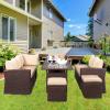 imageVINGLI Patio Furniture Set 8 Pieces Outdoor Furniture with Dining TableampampChair All Weather Wicker Outdoor Sectional Sofa with Ottoman