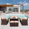 imageVINGLI Patio Furniture Set 8 Pieces Outdoor Furniture with Dining TableampampChair All Weather Wicker Outdoor Sectional Sofa with Ottoman