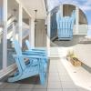 imageVINGLI Plastic Adirondack Chairs Set of 4 Folding with Cup Holder Waterproof HDPE Material Comfortable 380lb Weight Capacity for Outdoor Pool Patio Lounge Chair Lawn Furniture Firepit BlueBlue