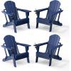 imageVINGLI Plastic Adirondack Chairs Set of 4 Folding with Cup Holder Waterproof HDPE Material Comfortable 380lb Weight Capacity for Outdoor Pool Patio Lounge Chair Lawn Furniture Firepit BlueNavy Blue