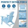 imageVINGLI Plastic Adirondack Chairs Set of 4 Folding with Cup Holder Waterproof HDPE Material Comfortable 380lb Weight Capacity for Outdoor Pool Patio Lounge Chair Lawn Furniture Firepit BlueBlue