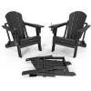 imageVINGLI Plastic Adirondack Chairs Set of 4 Folding with Cup Holder Waterproof HDPE Material Comfortable 380lb Weight Capacity for Outdoor Pool Patio Lounge Chair Lawn Furniture Firepit BlueBlack